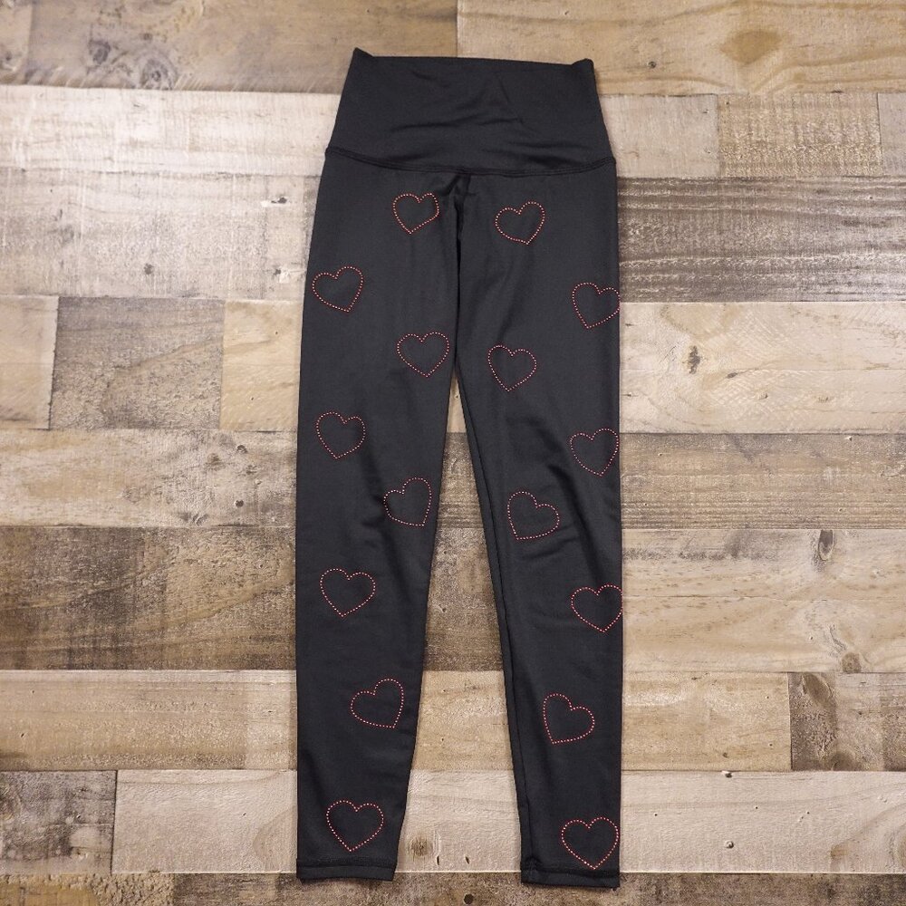 Beach Riot Sport Black Heart Print High-Waist Leggings – Women's Size Small BLK
